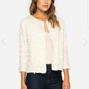 Johnny Was Coco Cream Floral Applique Embroidered Button Closure Jacket